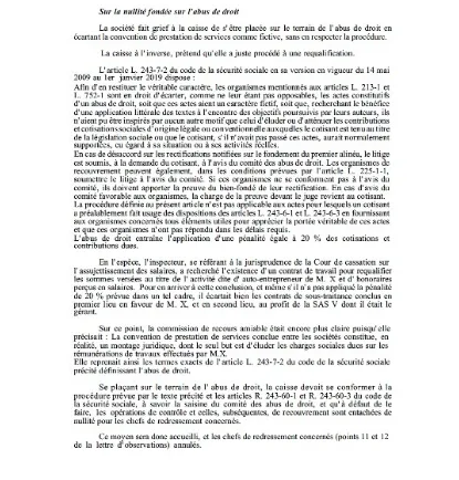 Contrôle URSSAF : Abus de droit social – Un belle réussite